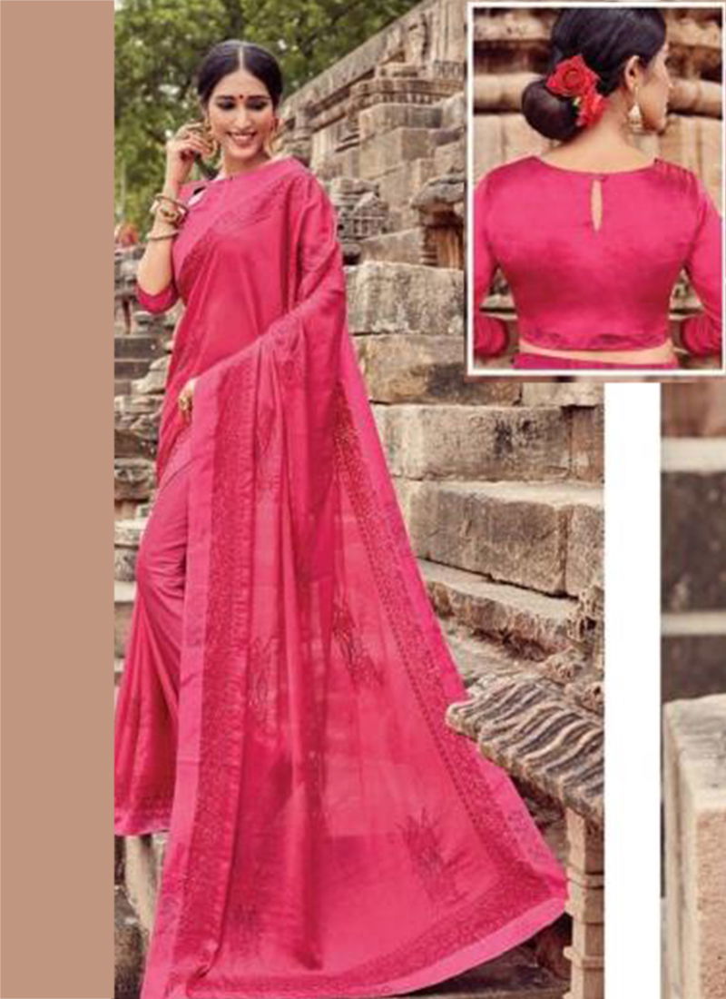 Latest Designer Saree Collection With Fancy Border and Beautiful Embroidery Work 